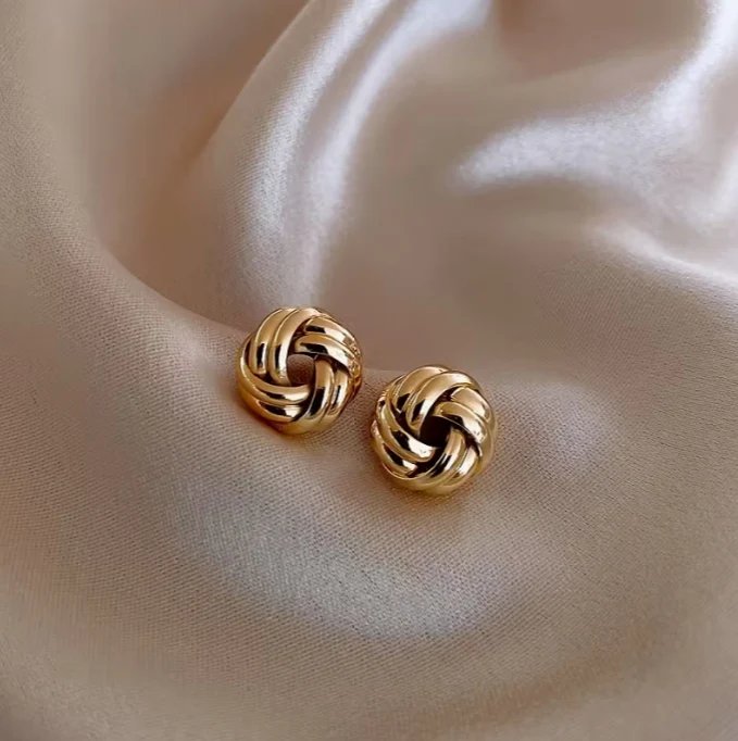 Polished Twisted Knot Stud Earrings