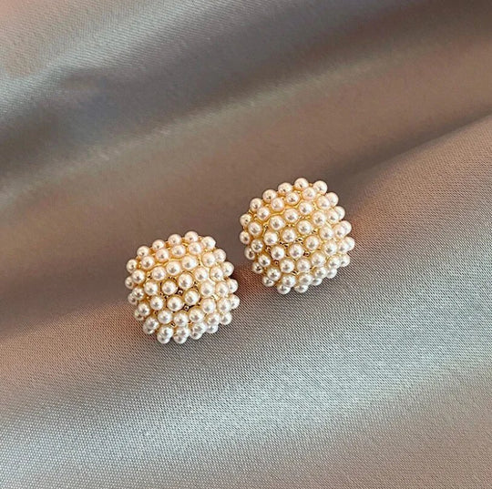 Clustered Pearl Stud Earrings