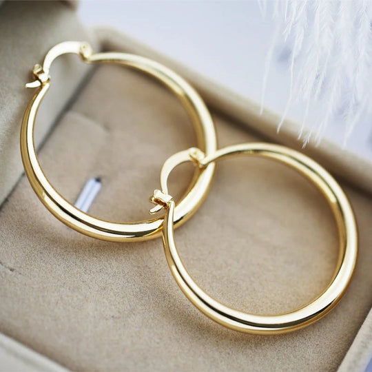 Polished Round Hoop Earrings