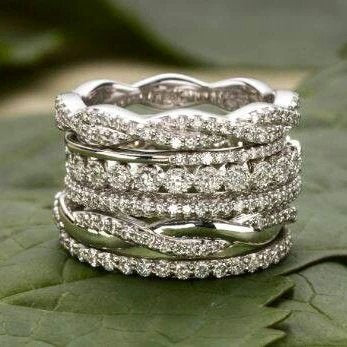 Multi-Band Cubic Zirconia Ring