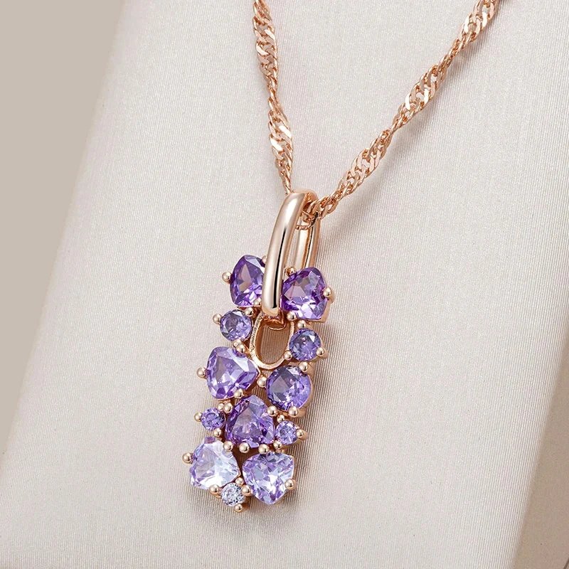 Gold Amethyst Cluster Pendant
