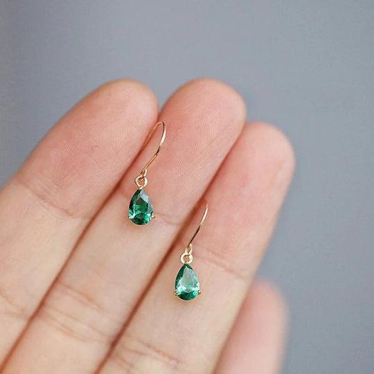 Gold Teardrop Stone Drop Earrings