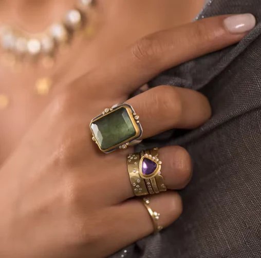 Square Natural Stone Ring