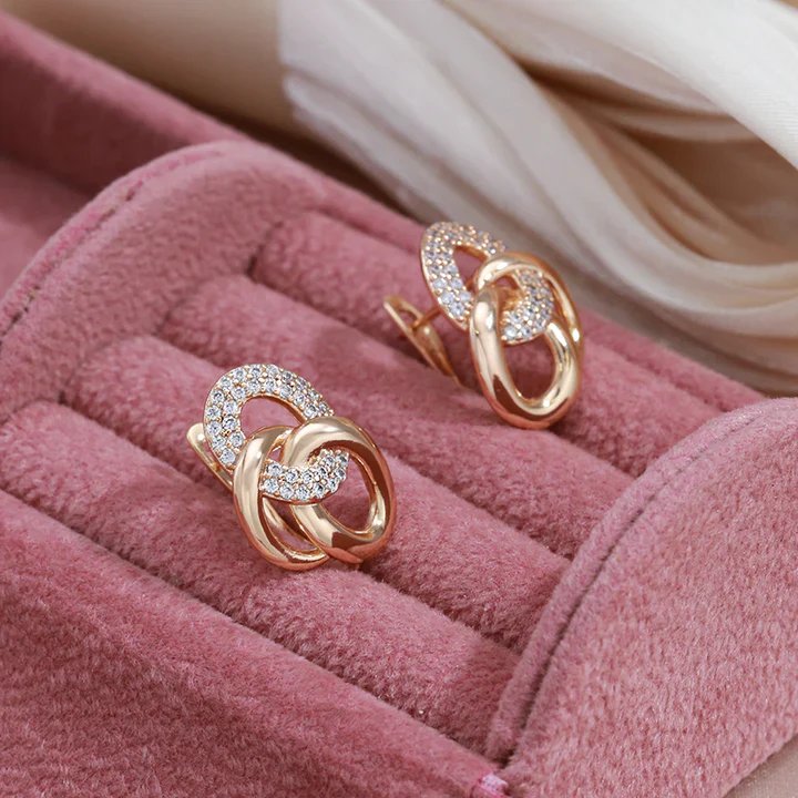 Cubic Zirconia Interlocked Ring Earrings