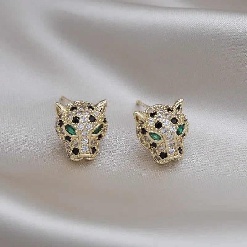 Pavé Leopard Head Stud Earrings