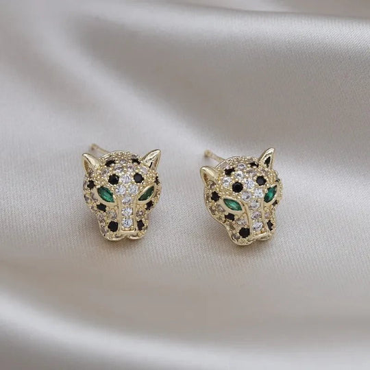Pavé Leopard Head Stud Earrings