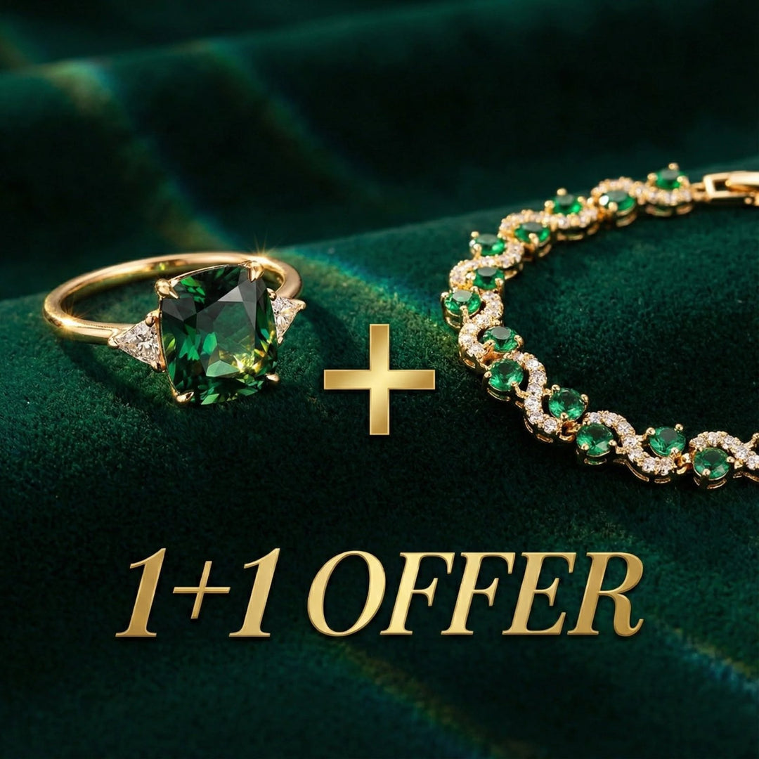 Gold-Plated Zirconia Ring Bracelet Set