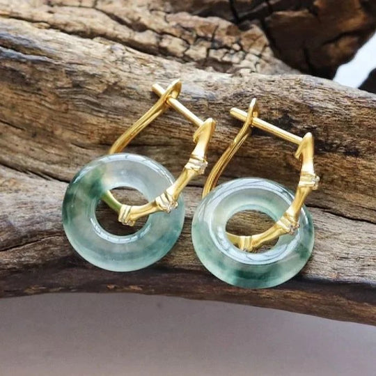 Stone Circle Drop Earrings