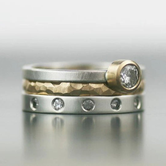 Mixed Metal Stacked Zirconia Rings