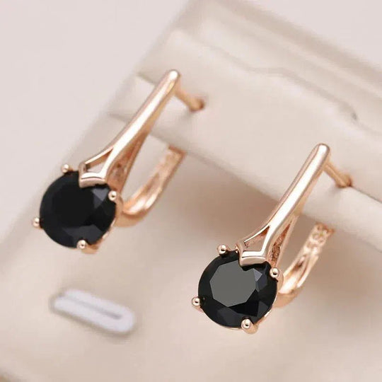 Round Gold Lever Back Earrings
