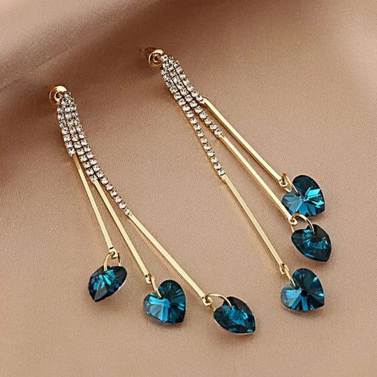 Heart Drop Chain Earrings