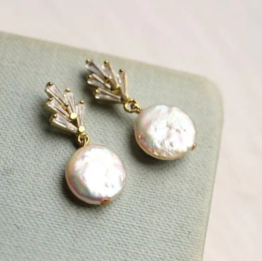 Gold-Tone Baroque Pearl Drop Earrings