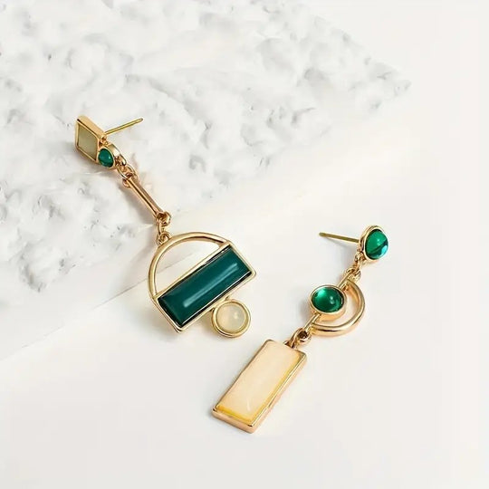 Gold-Plated Geometric Chain Drop Earrings