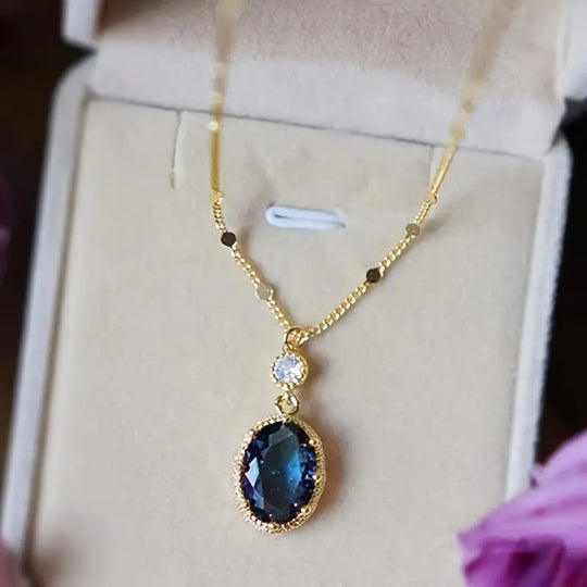 Gold-Plated Oval Pendant Necklace
