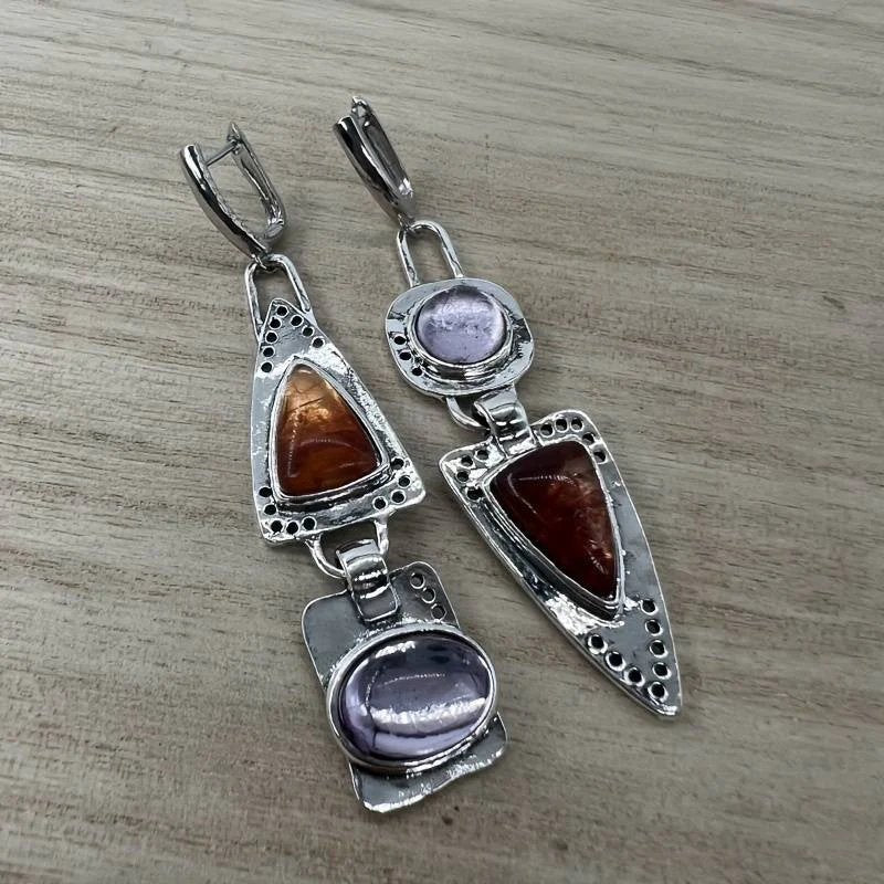 Handcrafted Sterling Silver Multi-Stone Drop Earrings