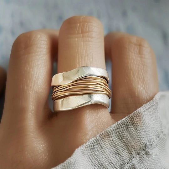 Two-Tone Wire Wrapped Statement Ring