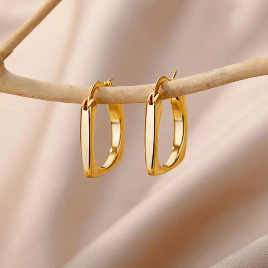 Polished Stainless Steel Hoop Earrings