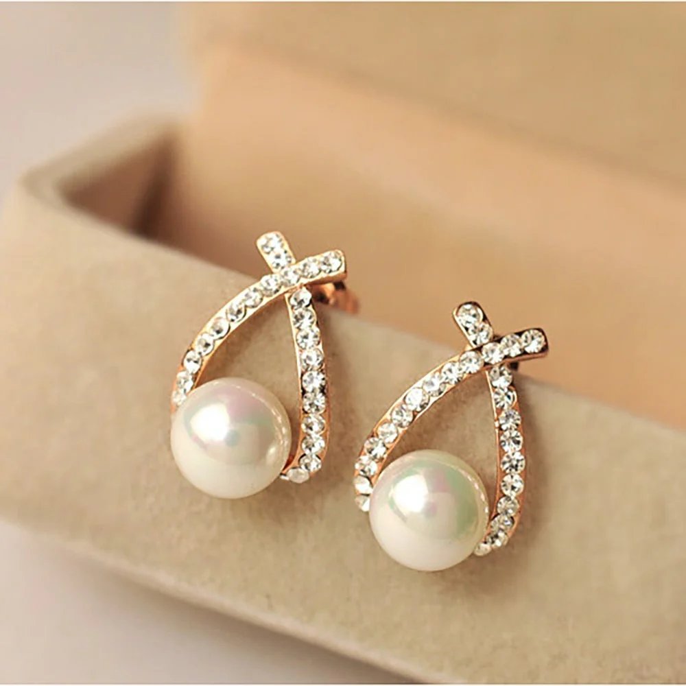 Studded Pearl Drop Earrings