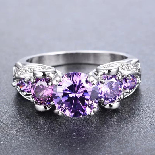Prong-Set Amethyst Sterling Silver Ring