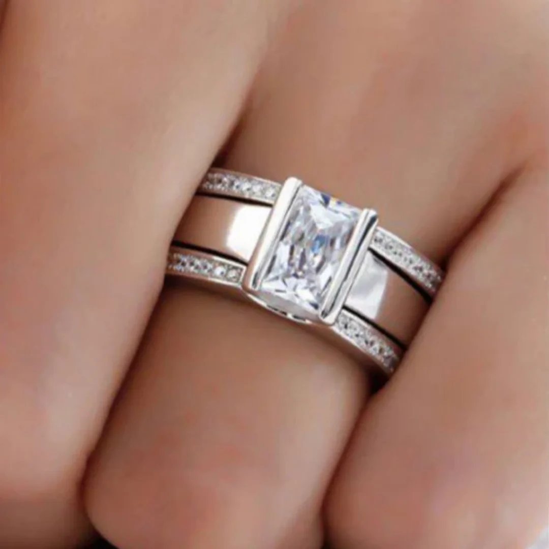 Sterling Silver Bezel-Set Cubic Zirconia Ring