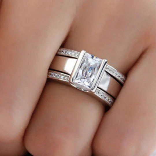 Sterling Silver Bezel-Set Cubic Zirconia Ring