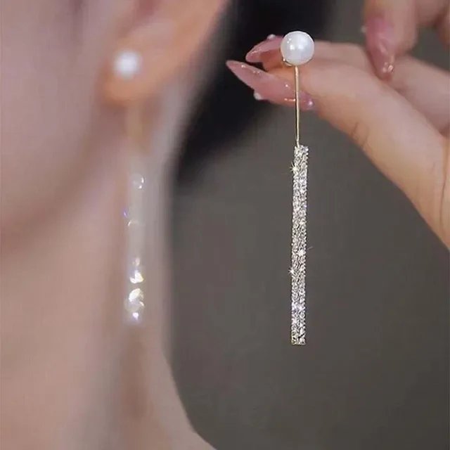 Pearl Drop Chain Tassel Earrings