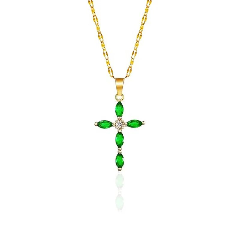 Gold Cross Pendant Chain Necklace