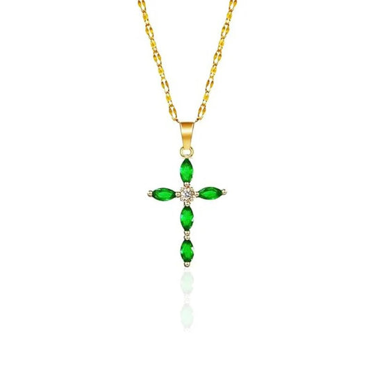 Gold Cross Pendant Chain Necklace