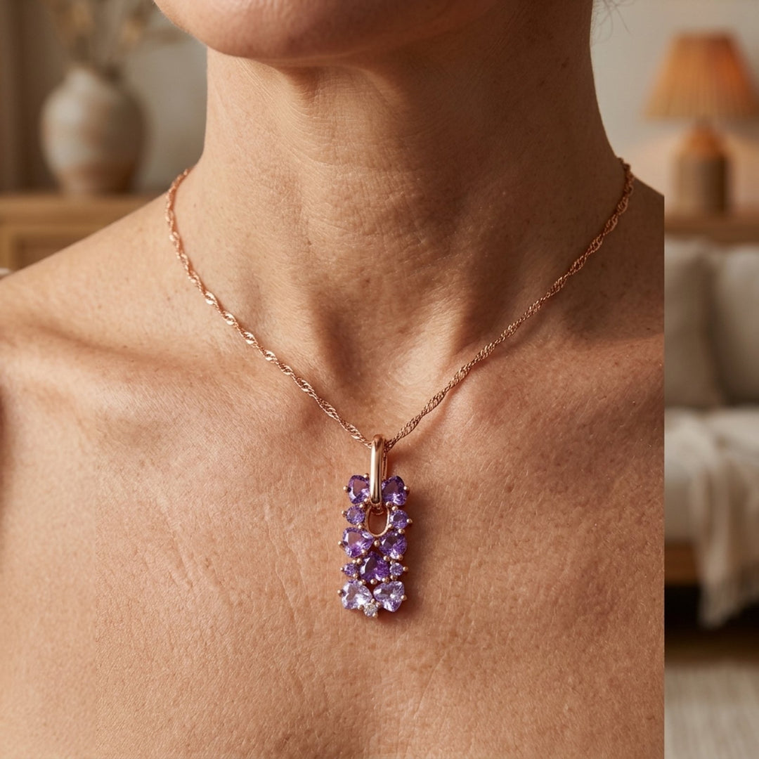 Gold Amethyst Cluster Pendant