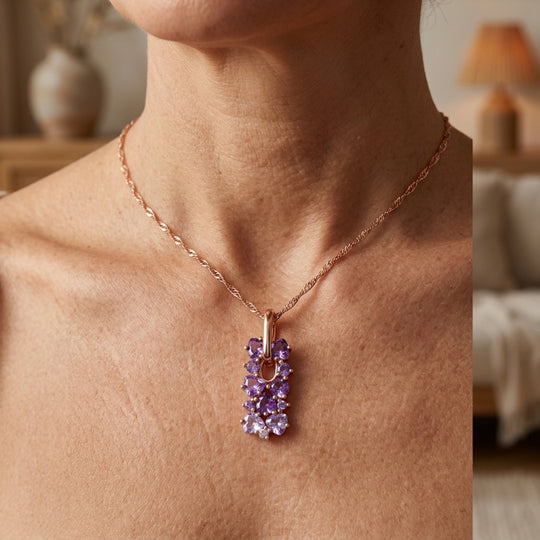 Gold Amethyst Cluster Pendant