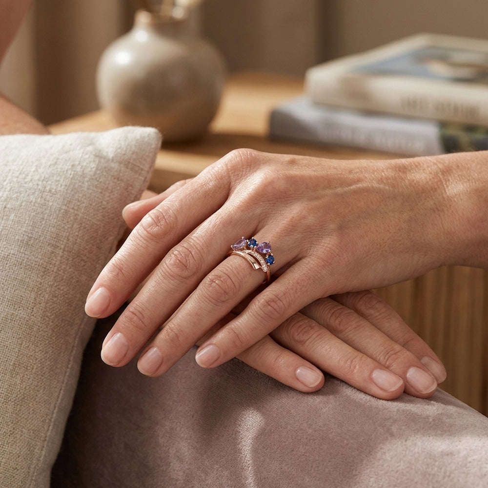Gold Prong-Set Multi-Stone Crown Ring