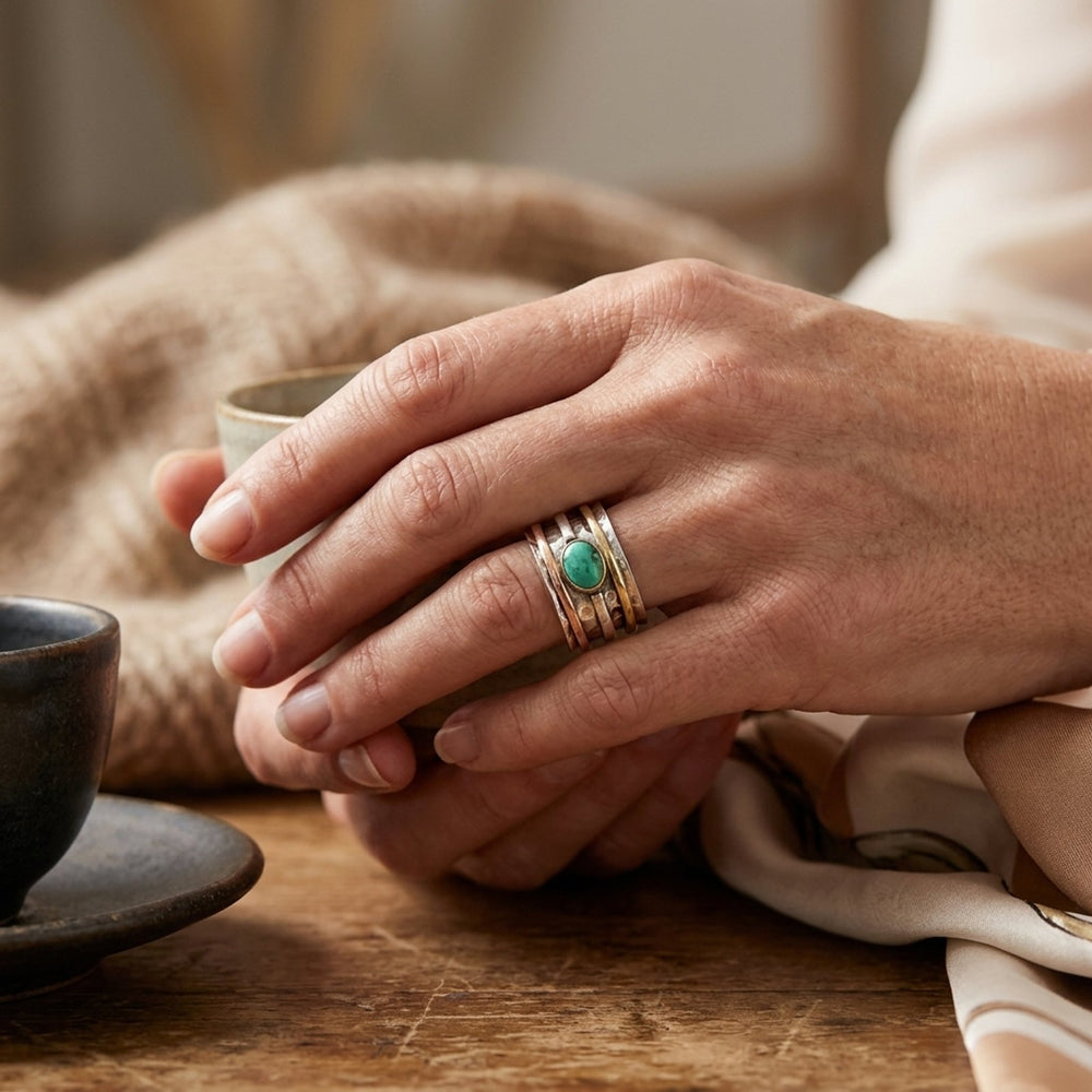 Sterling Silver Emerald Bezel Ring
