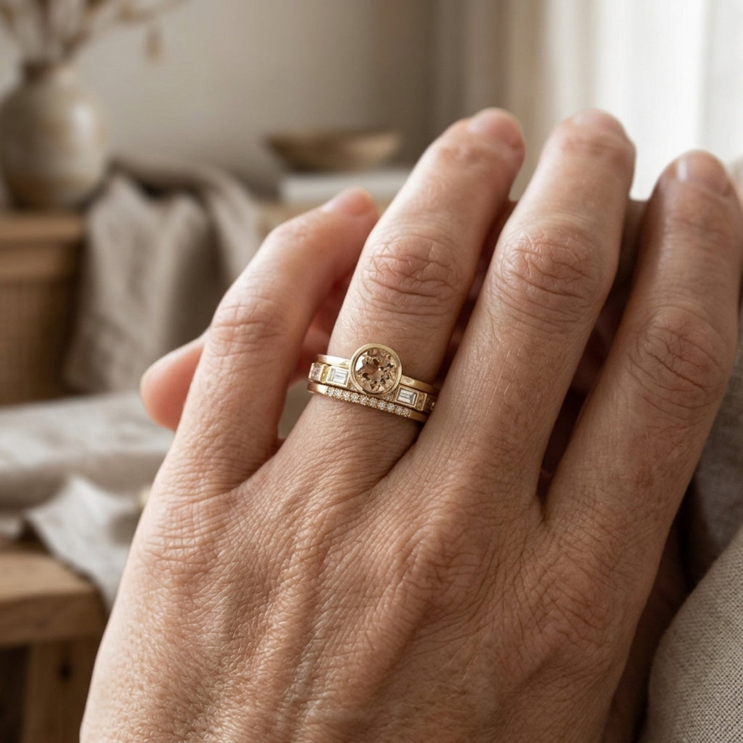 Bezel Set Round Stone Stacking Ring