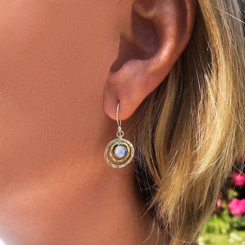 Sterling Silver Moonstone Drop Earrings