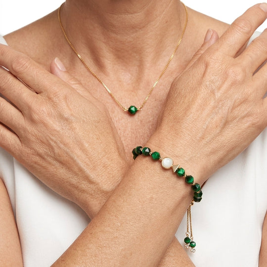 Faceted Stone Chain Bracelet Set