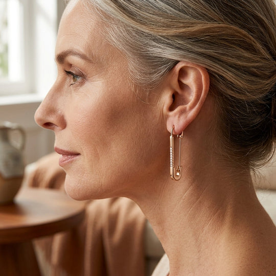 Diamond-Accented Hinged Hoop Earrings