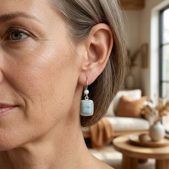 Sterling Silver Rectangular Drop Earrings