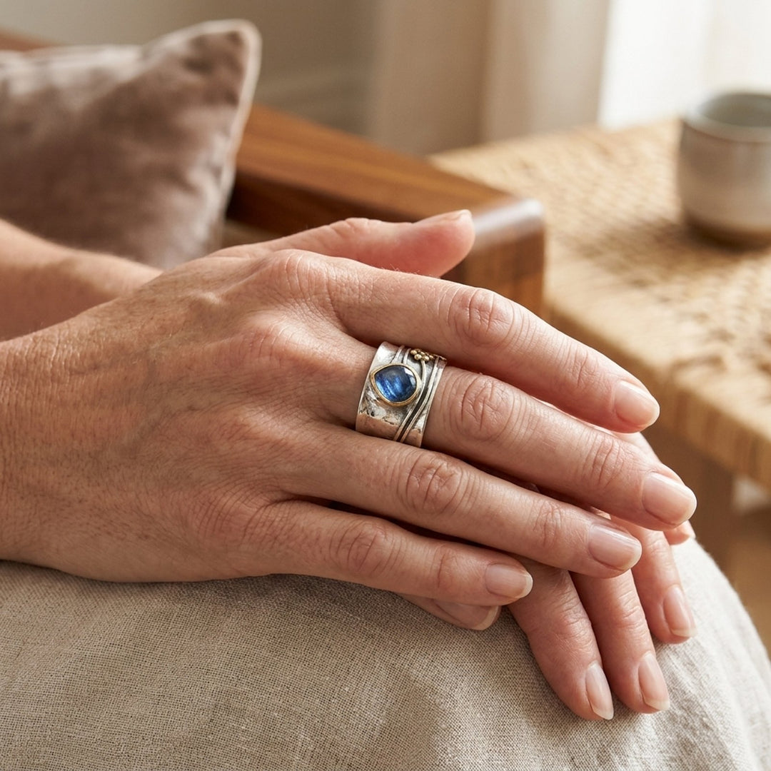 Two-Tone Bezel Set Gemstone Ring
