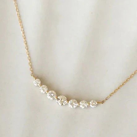 Three-Stone Sapphire Ring & Diamond Curved Necklace Set