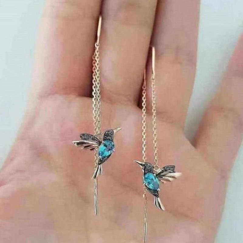 Hummingbird Chain Drop Earrings