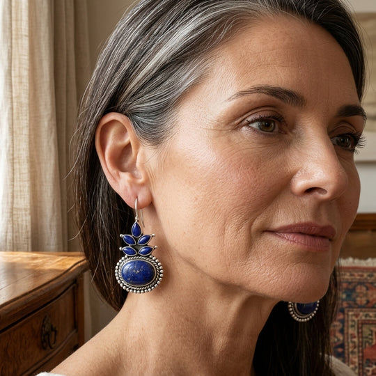 Sterling Silver Lapis Lazuli Drop Earrings