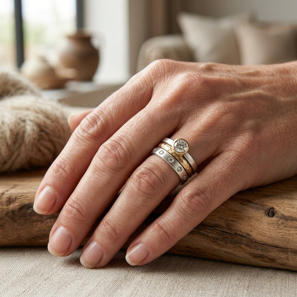 Mixed Metal Stacked Zirconia Rings