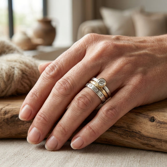 Mixed Metal Stacked Zirconia Rings