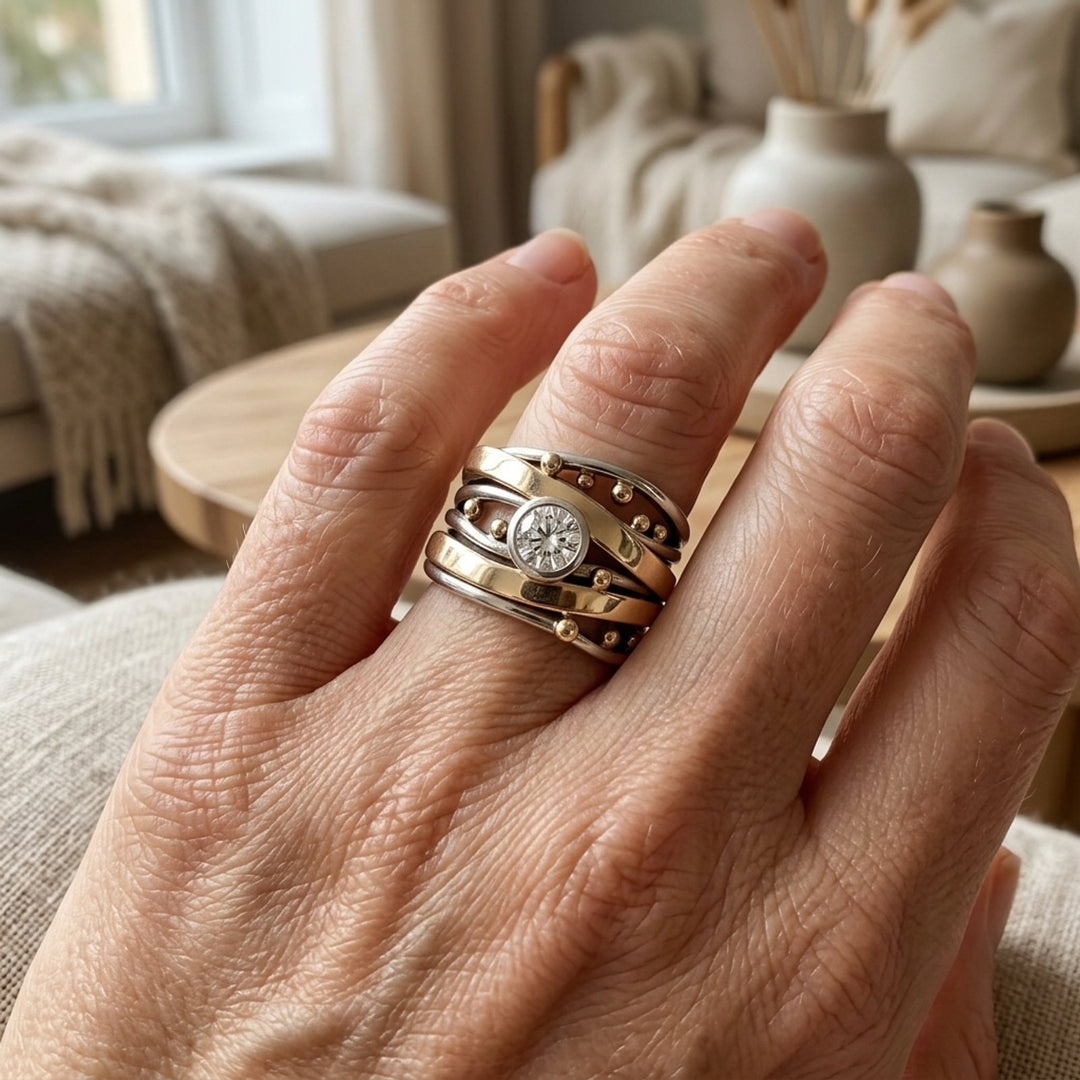 Multi-Band Bezel Set Diamond Ring