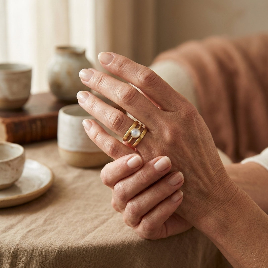 Gold Plated Moonstone Stacking Ring