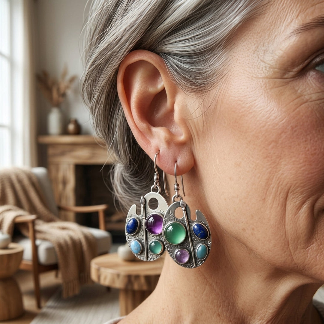 Multi-Stone Sterling Silver Drop Earrings