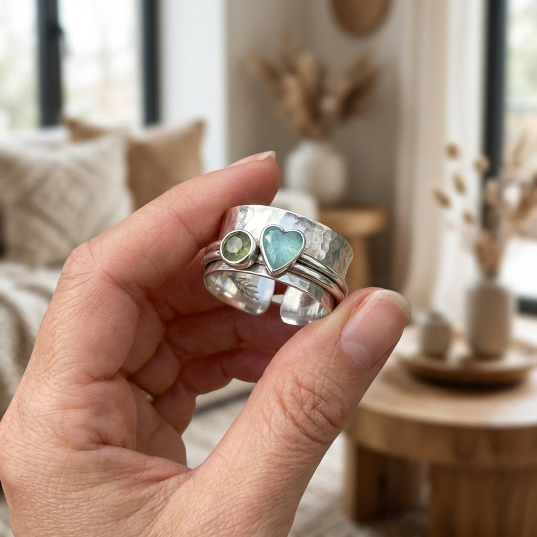 Hammered Sterling Silver Heart Ring