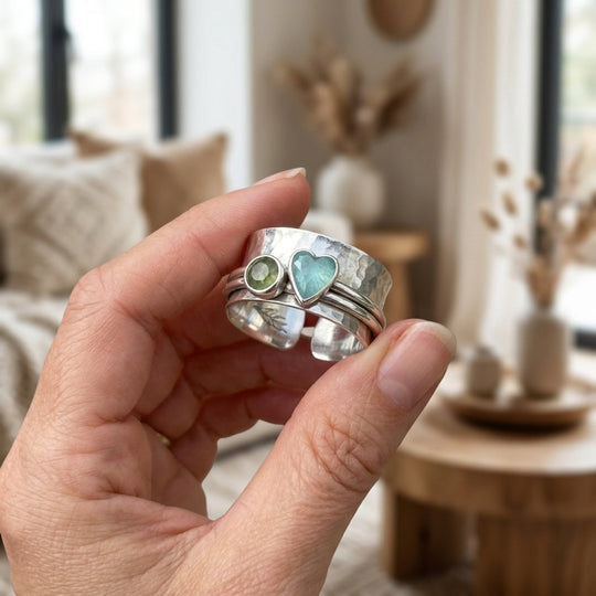 Hammered Sterling Silver Heart Ring