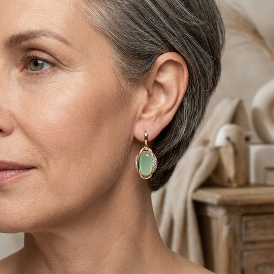 Oval Stud Earrings with Pavé Setting