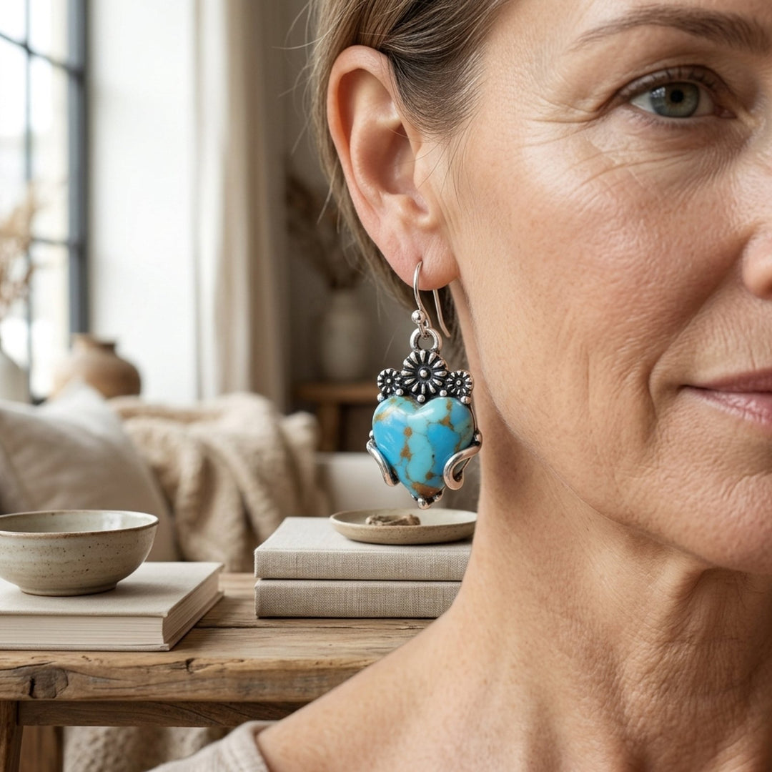 Vintage Sterling Silver Turquoise Drop Earrings